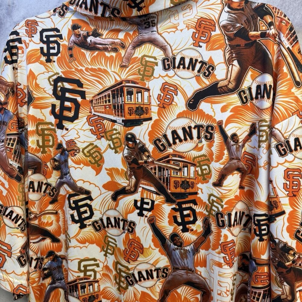 San Francisco Giants Hawaiian Shirt Mens XL 26x30.5 Orange Floral Short Sleeve - Picture 3 of 6